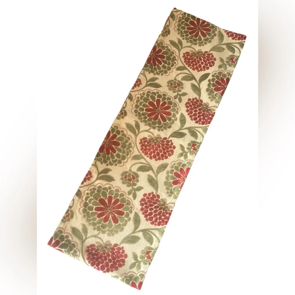 CRATE & BARREL OPHELIA DECORATIVE VELVET FLORAL TABLE RUNNER 14” X 90”